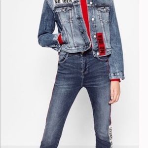 Zara Trafaluc denimwear WILL BE SERIOUS SLOUTCHY JEANS SIZE 4 PATCHWORK